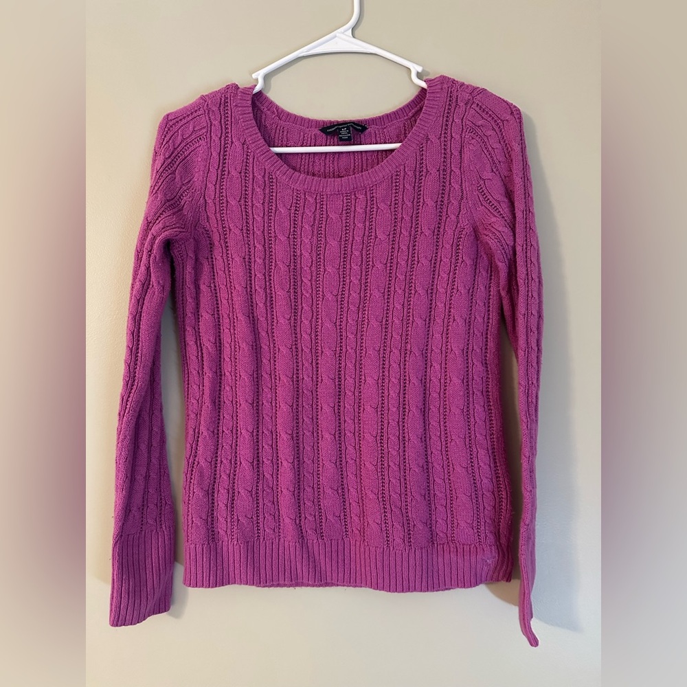 American Eagle Outfitters Magenta Cable Knit Sweater